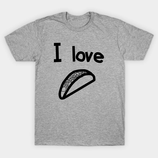 Food I Love Tacos Outline T-Shirt by ellenhenryart